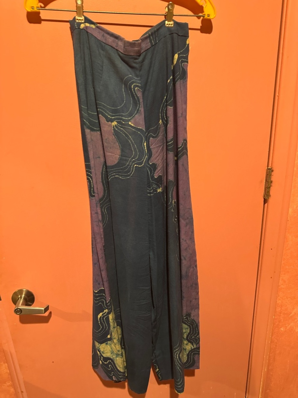 Wide Leg Graphic Palazzo Pants in Navy and Purple